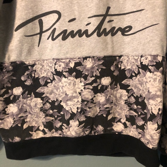 Primitive Black Gray Floral Color Block Sweatshirt - Picture 2 of 7